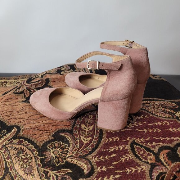Gianni Bini Womens Ankle Strap Block Heel Suede Shoes Size 8.5M Pink - Picture 4 of 14